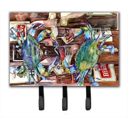 Carolines Treasures 6 x 9 in. Blue Crabby New orleans Beer Bottles Leash or Key Holder 8918TH68